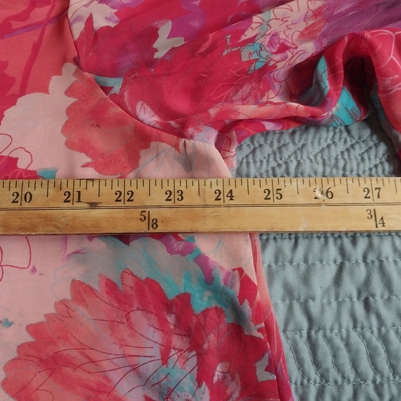 Sheer Orange/Red/Pink Floral Tunic Top size 2XL by Come & See - Picture 13 of 13
